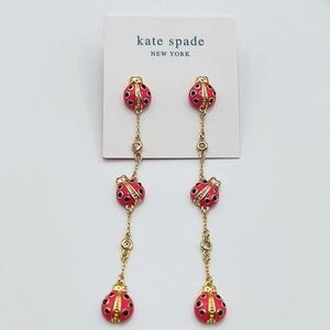 Kate spade new york Gold plated ladybug CZ liner Drop Dangle Earrings NWT